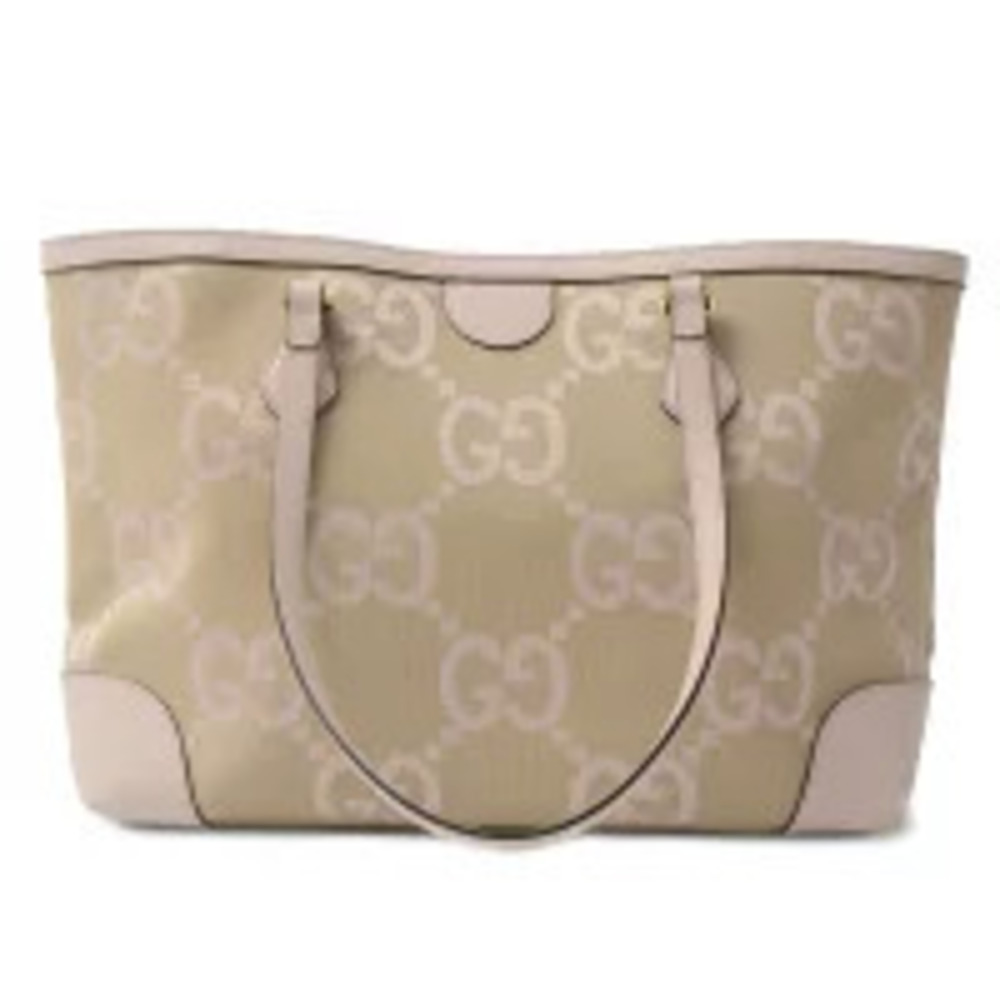 Gucci Jumbo GG Tote Bag Canvas Beige Pink - Picture 2 of 9